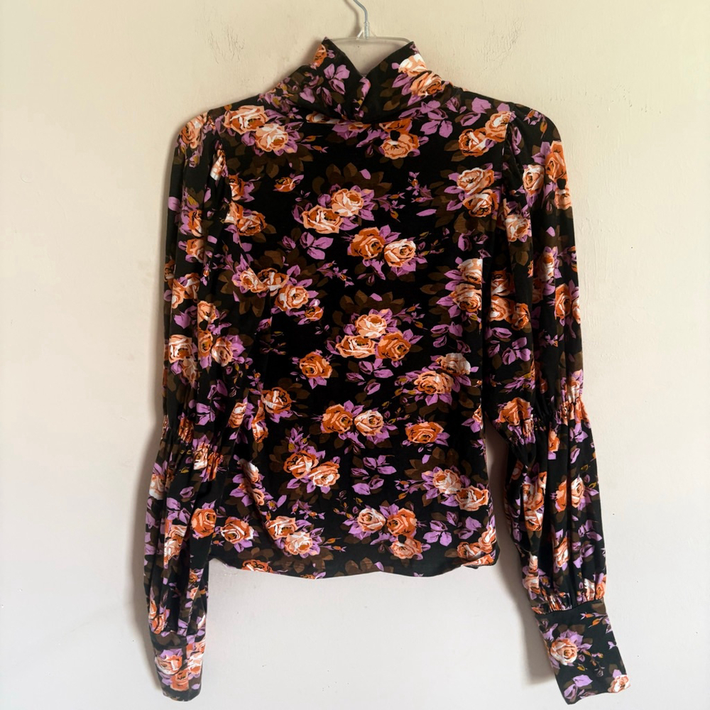 Anthropologie Floral Tiered-Sleeve
Turtleneck Blouse - Picture 9 of 15